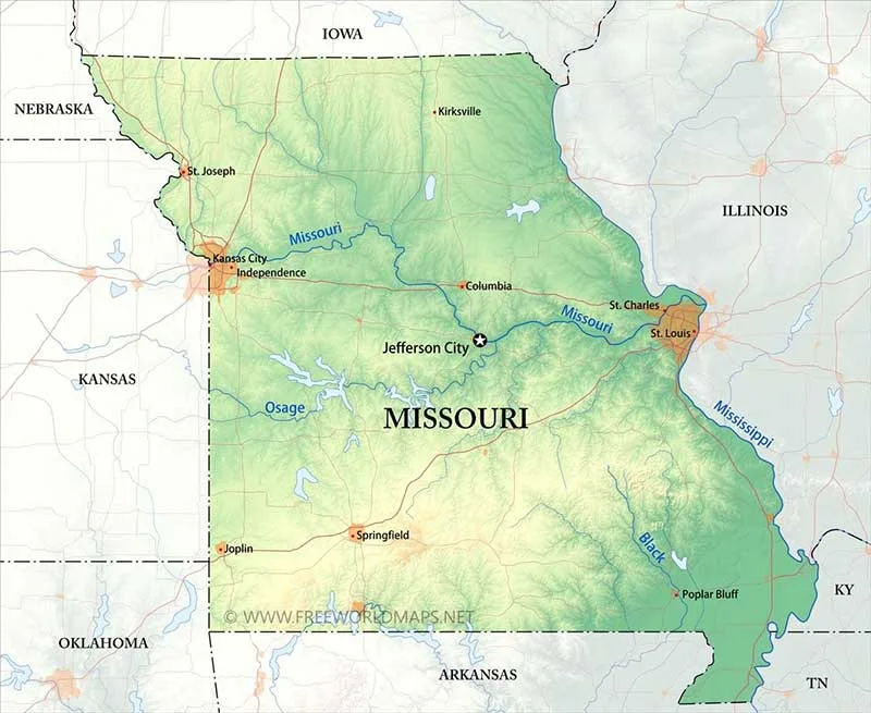 Bảng đồ tiểu bang Missouri