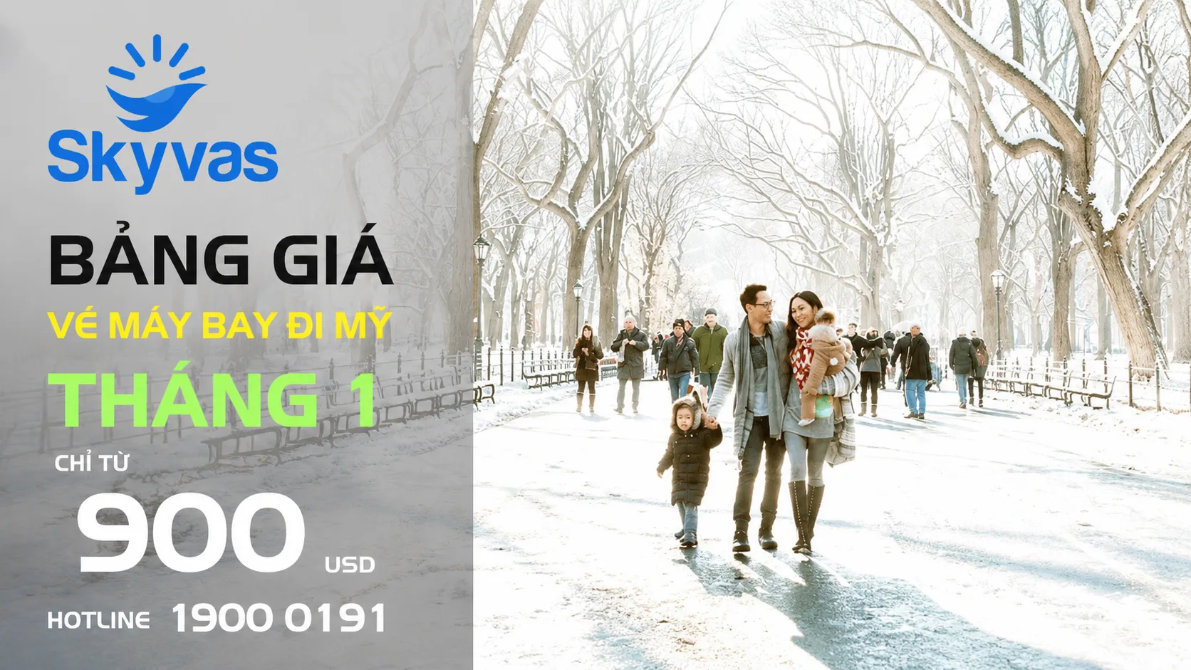 Bảng giá vé máy bay đi Mỹ tháng 1