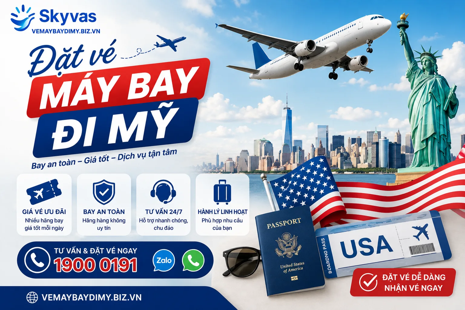 đặt vé máy bay đi mỹ