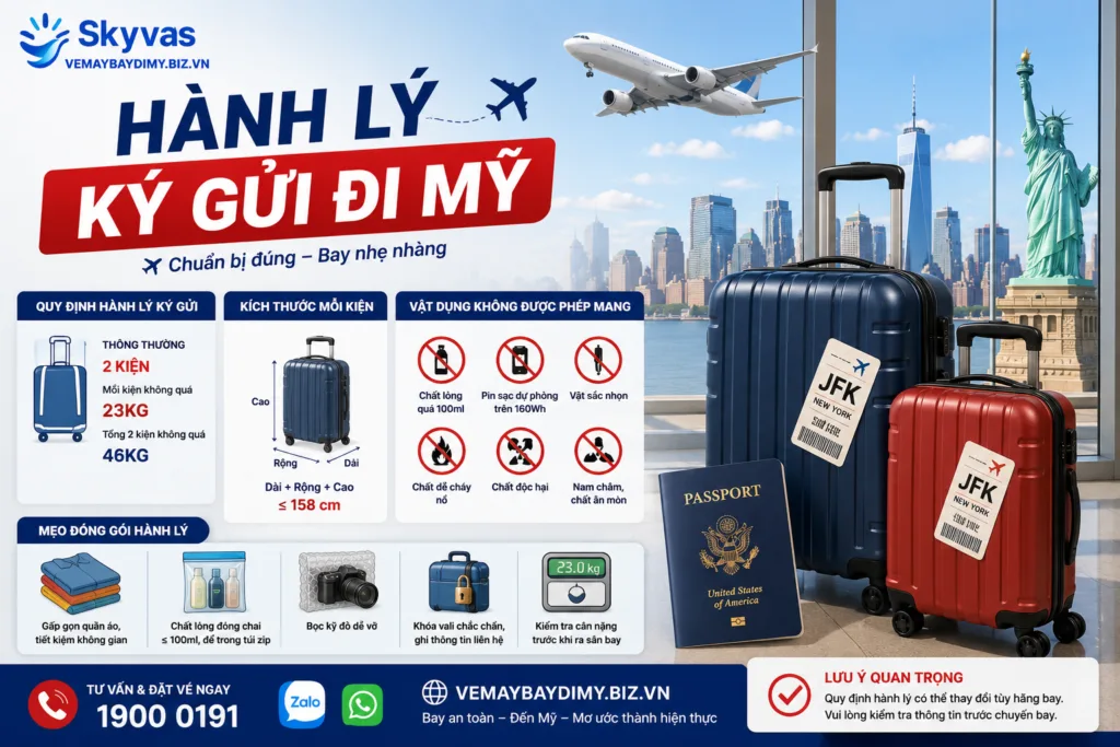 Hành lý ký gửi đi Mỹ - vali và cân hành lý