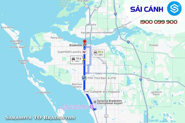 Từ Sân bay Quốc tế Sarasota-Bradenton (SRQ) đến Bradenton