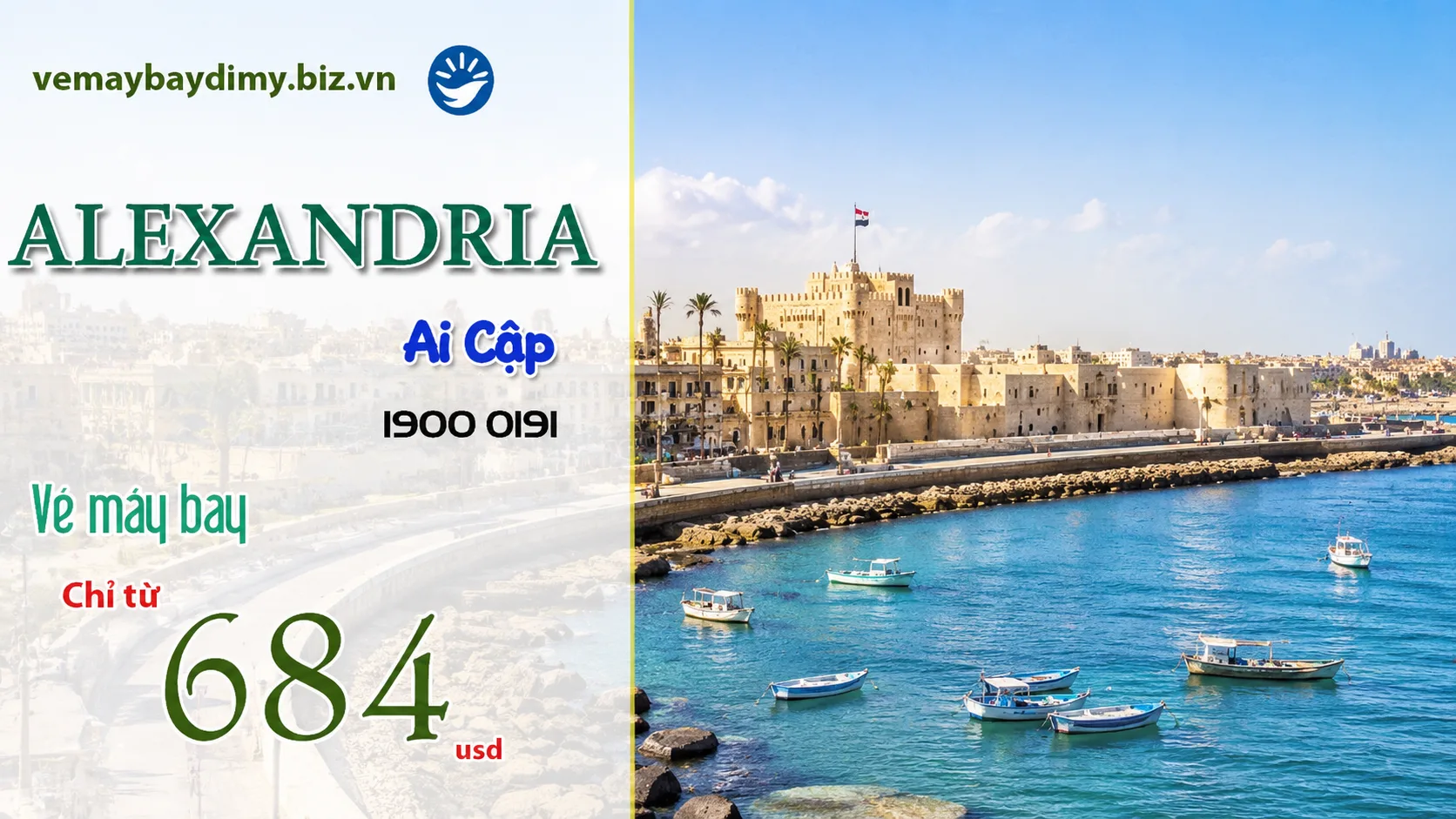 Vé máy bay đi Alexandria giá chỉ từ 684 USD.
