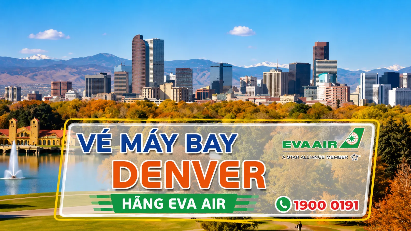 Vé máy bay đi Denver hãng EVA Air.