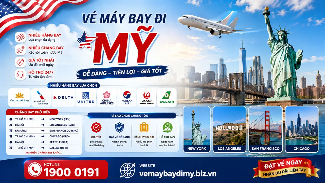 Vé Máy Bay Đi Mỹ Khứ Hồi Giá Rẻ 2026