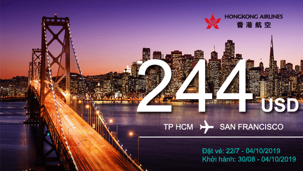 Vé khuyến mãi TP HCM – San Francisco đến 4/10/2019