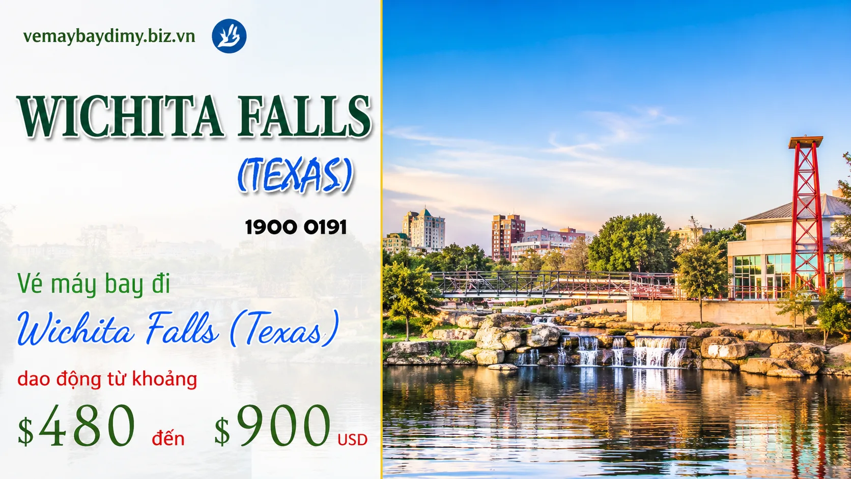Vé máy bay đi Wichita Falls (Texas) từ 480 USD.